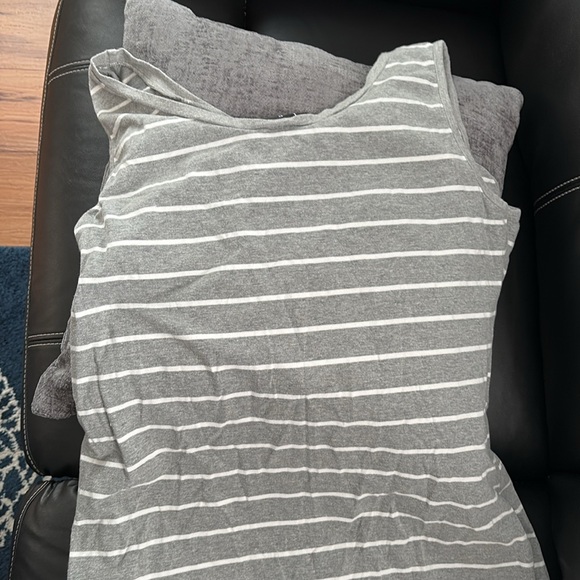 Gray and White Striped Sleeveless Dress lulus xl - Picture 10 of 11
